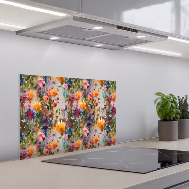 Spatscherm keuken - Zomers - Kleurrijk - Patroon - Bloemen — 4
