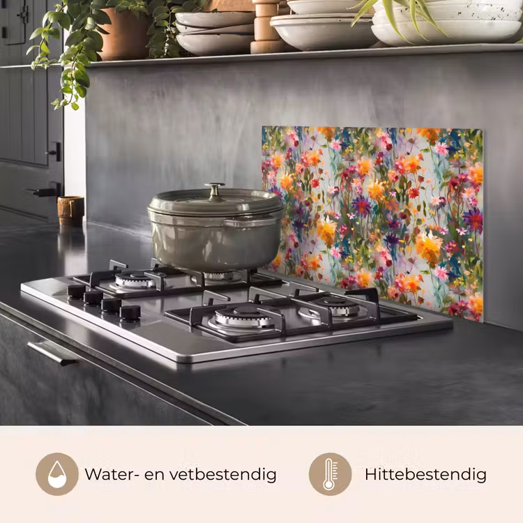 Spatscherm keuken - Zomers - Kleurrijk - Patroon - Bloemen — 6