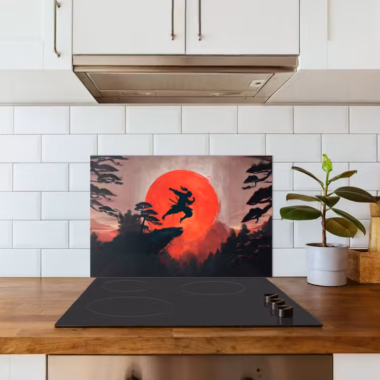 Spatscherm keuken - Zon - Krijger - Bomen - Bergen — 6