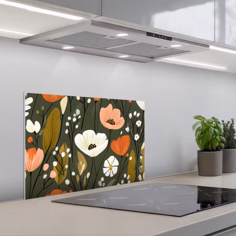 Spatscherm keuken - Bloemen - Illustratie - Groen — 5