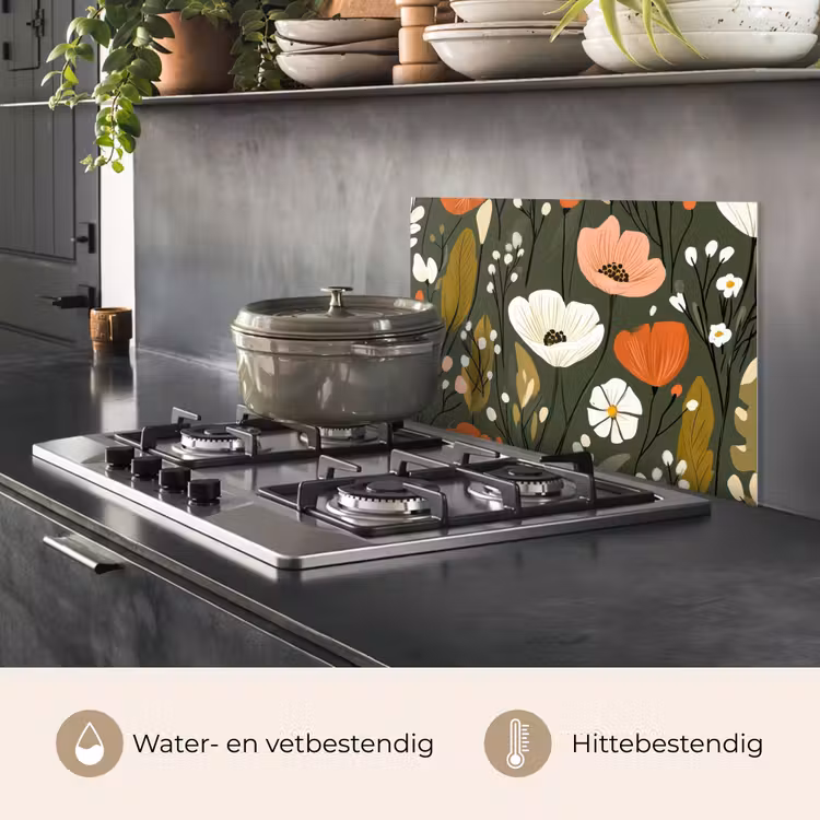 Spatscherm keuken - Bloemen - Illustratie - Groen — 7
