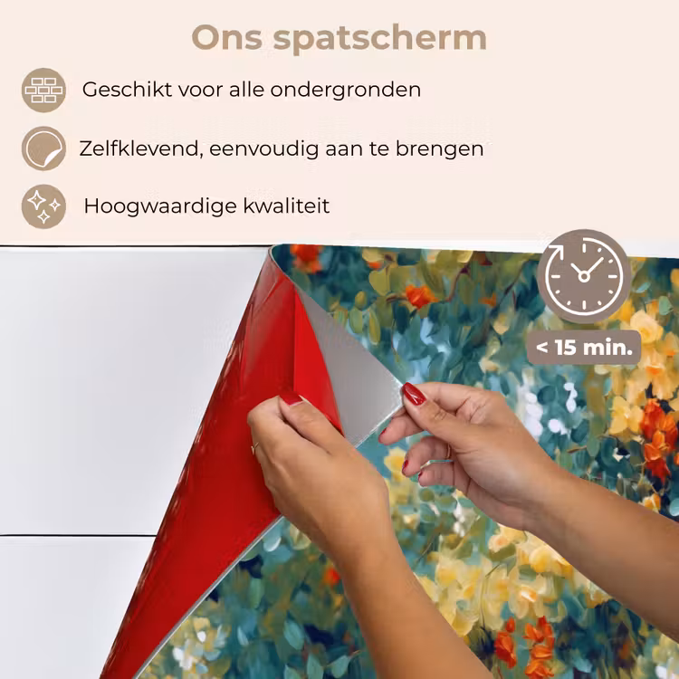 Spatscherm keuken - Geel - Bloemen - Groen - Bladeren — 3