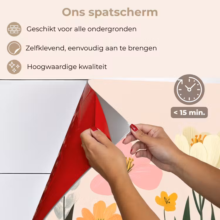 Spatscherm keuken - Pasteltinten - Bloemen - Illustratie — 4
