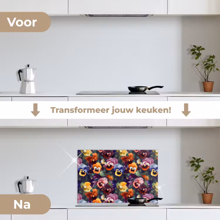 Spatscherm keuken - Viooltjes - Kleuren - Bloemblaadjes — 2