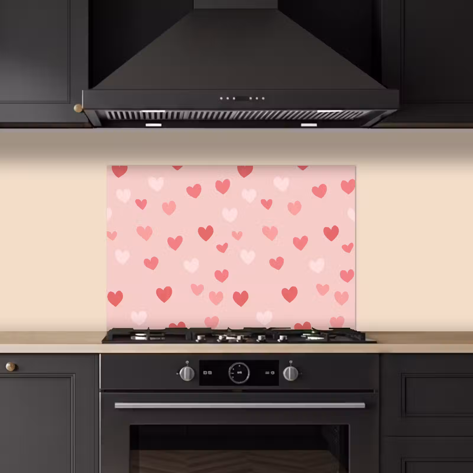 Spatscherm keuken - Hartjes - Patroon - Roze — 1