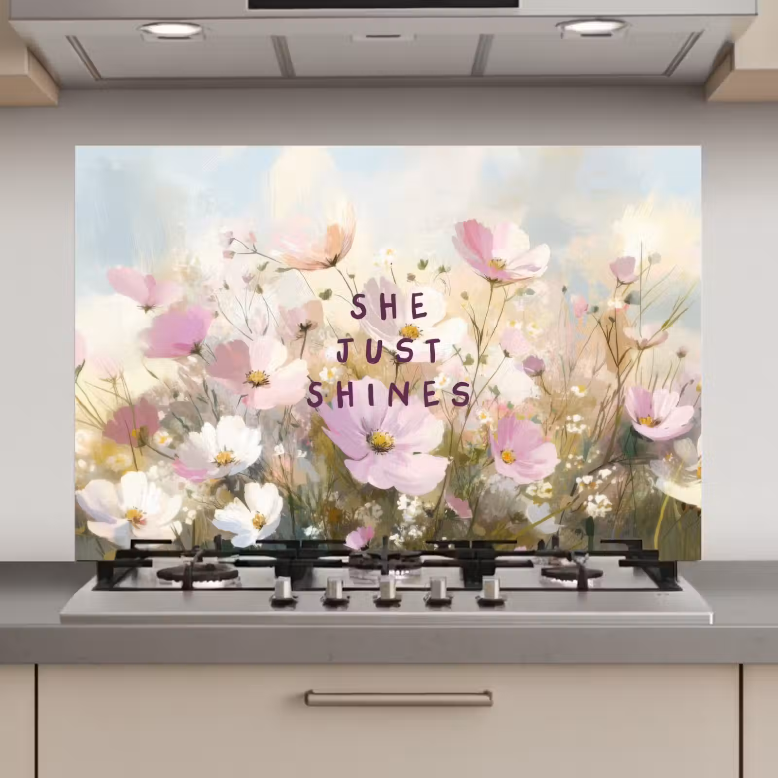 Spatscherm keuken - Quote - Bloemen - Schilderachtig — 1