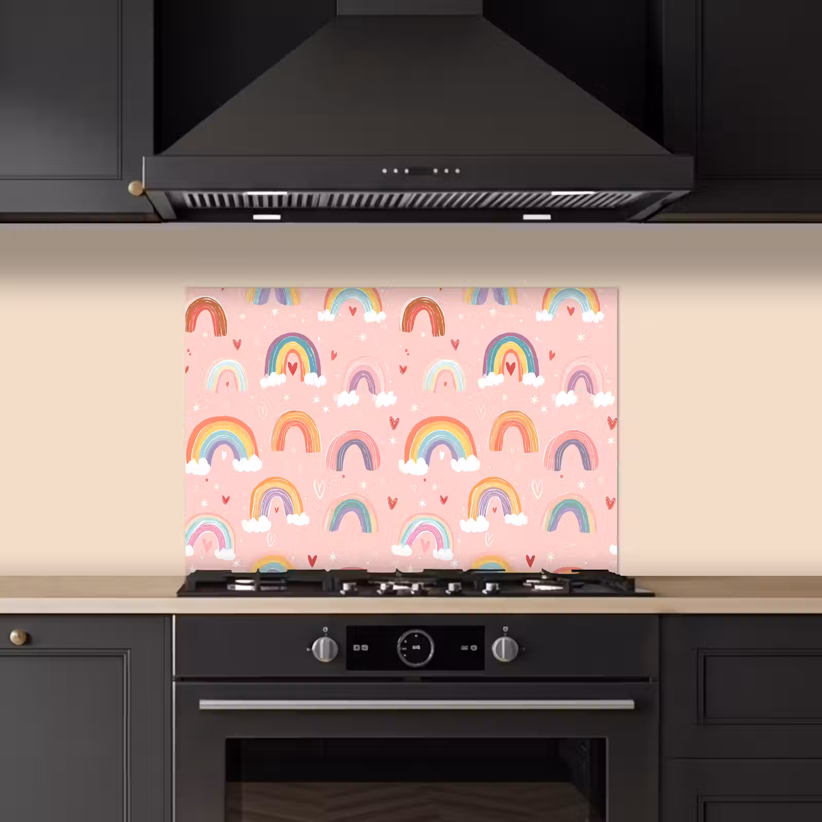 Spatscherm keuken - Regenboog - Patroon - Pastel — 1
