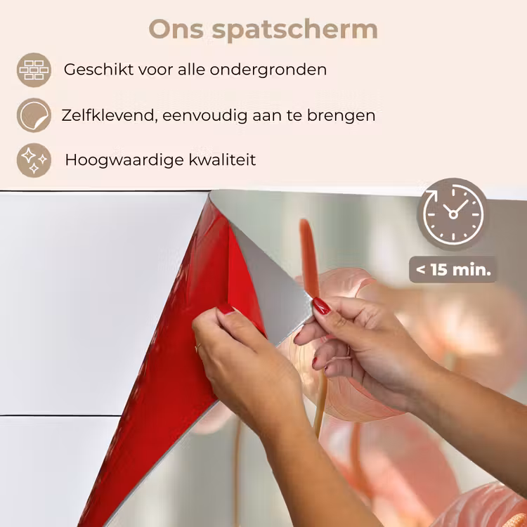 Spatscherm keuken - Bloemen - Stelen - Roze - Schaduw — 4