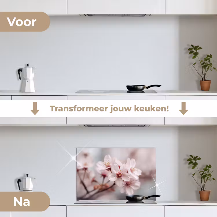 Spatscherm keuken - Bloesems - Meeldraden - Geel - Wazig — 3