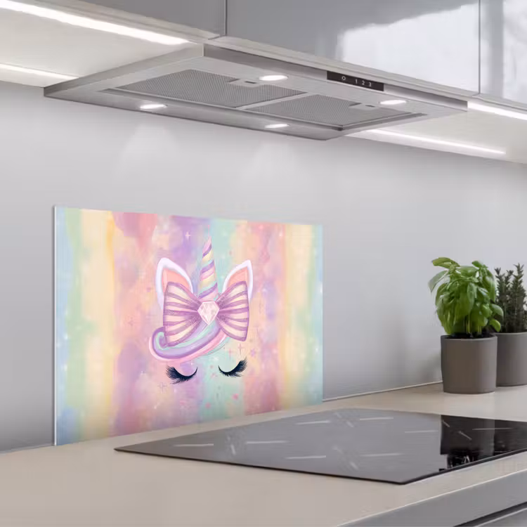 Spatscherm keuken - Eenhoorn - Glitters - Regenboog - Pastel — 4