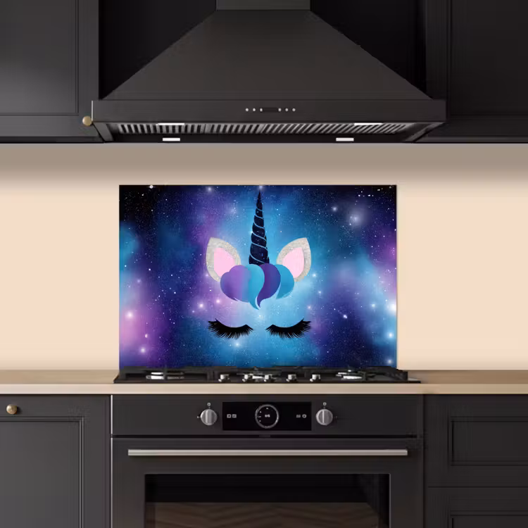 Spatscherm keuken - Eenhoorn - Sterren - Blauw — 1