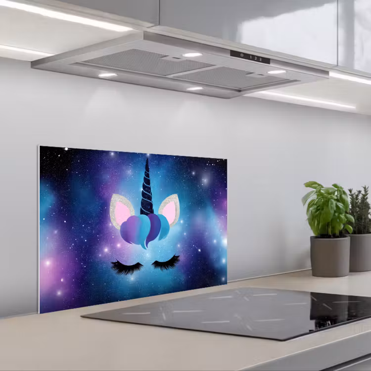 Spatscherm keuken - Eenhoorn - Sterren - Blauw — 4