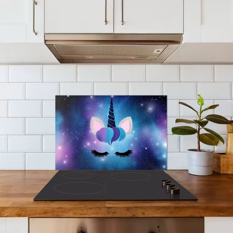 Spatscherm keuken - Eenhoorn - Sterren - Blauw — 5