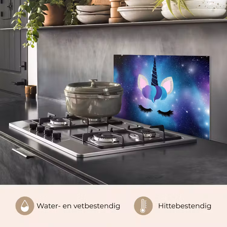Spatscherm keuken - Eenhoorn - Sterren - Blauw — 6