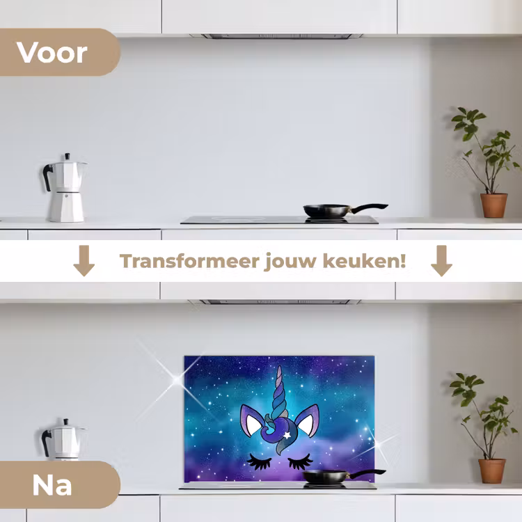 Spatscherm keuken - Eenhoorn - Sterrenhemel - Ster - Blauw — 2