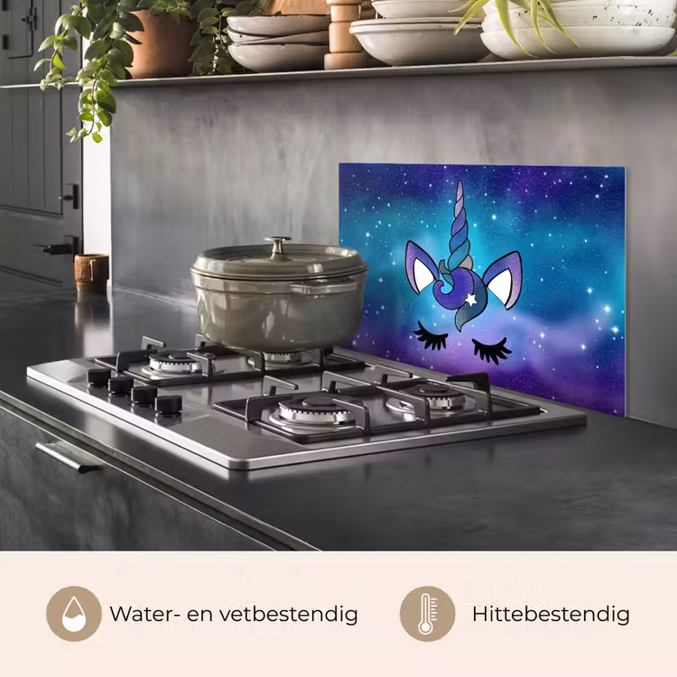 Spatscherm keuken - Eenhoorn - Sterrenhemel - Ster - Blauw — 6