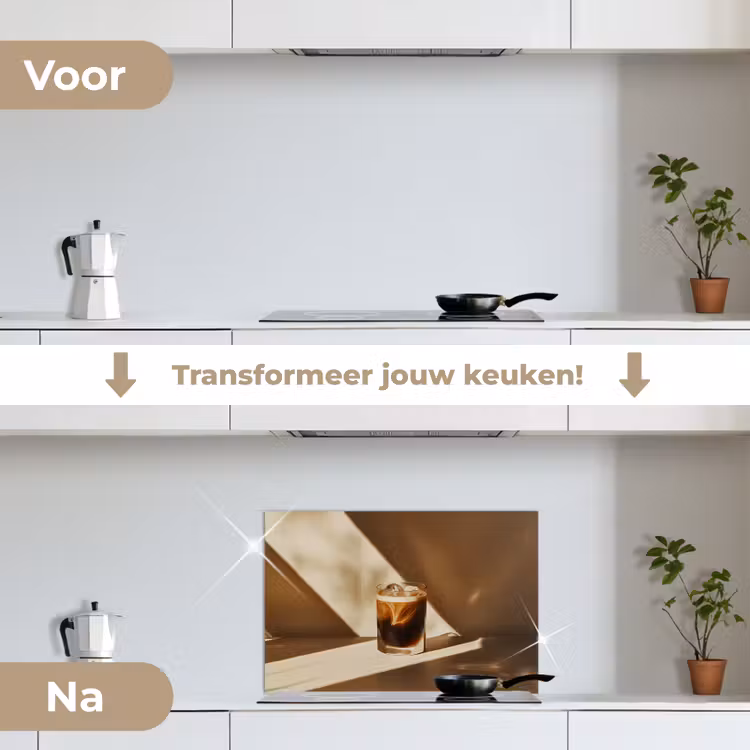 Spatscherm keuken - Glas - Ijskoffie - Schaduw - Bruin — 3