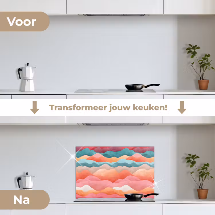 Spatscherm keuken - Golven - Kleurrijk - Abstract — 2