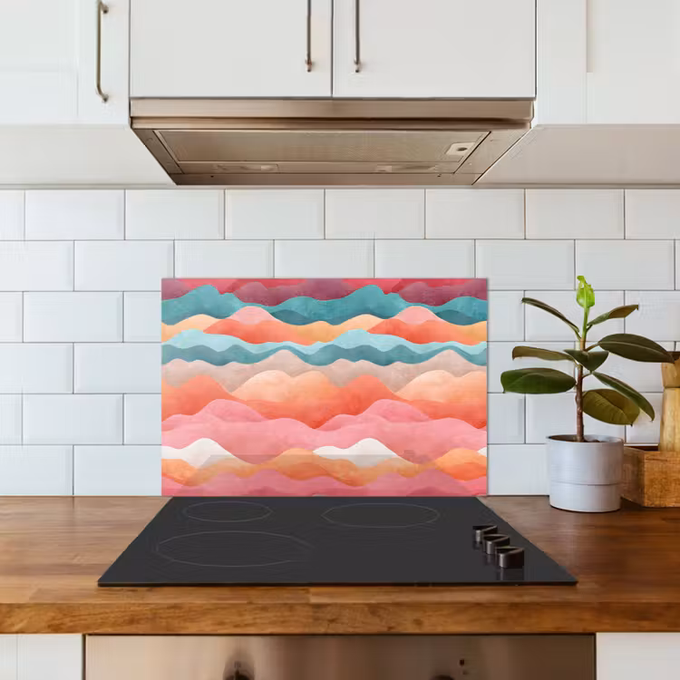 Spatscherm keuken - Golven - Kleurrijk - Abstract — 5