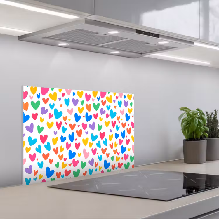 Spatscherm keuken - Hartjes - Kleurrijk - Patroon - Levendig — 4