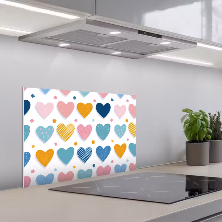 Spatscherm keuken - Hartjes - Pastel - Patroon — 4