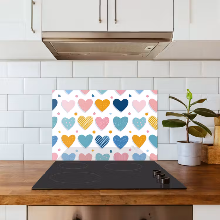 Spatscherm keuken - Hartjes - Pastel - Patroon — 5