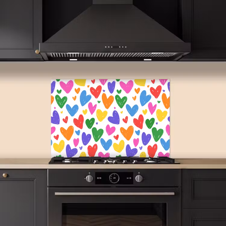 Spatscherm keuken - Hartjes - Patroon - Kleurrijk — 1