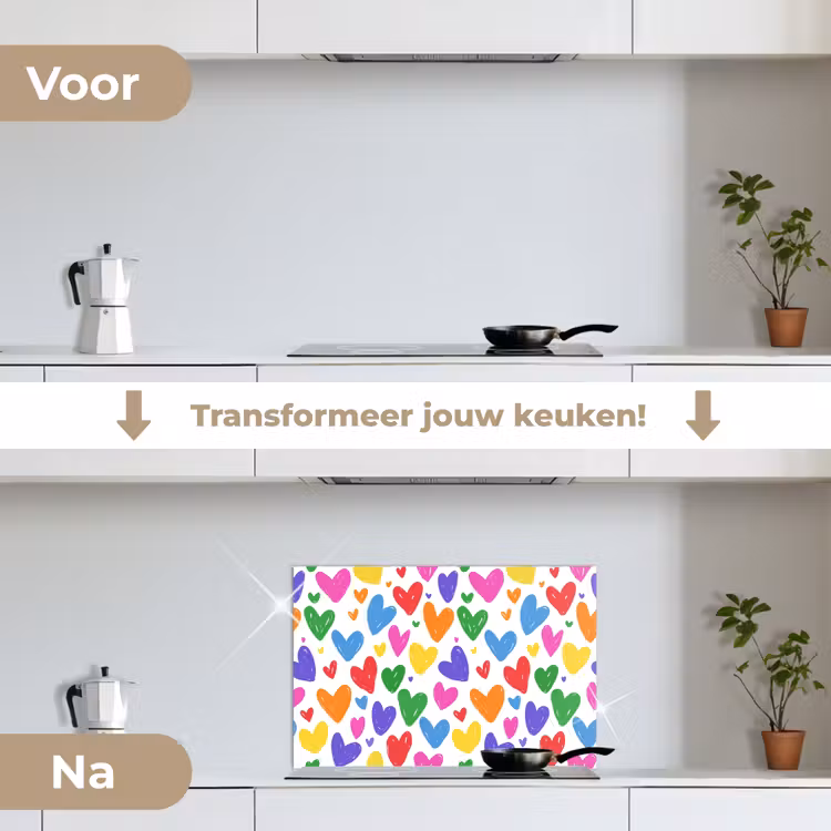 Spatscherm keuken - Hartjes - Patroon - Kleurrijk — 2