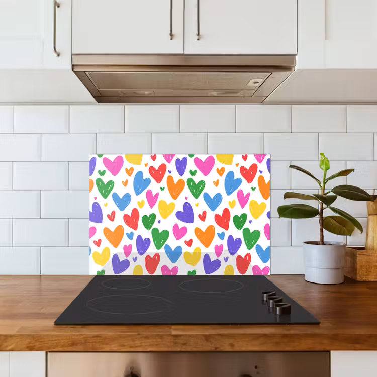 Spatscherm keuken - Hartjes - Patroon - Kleurrijk — 5
