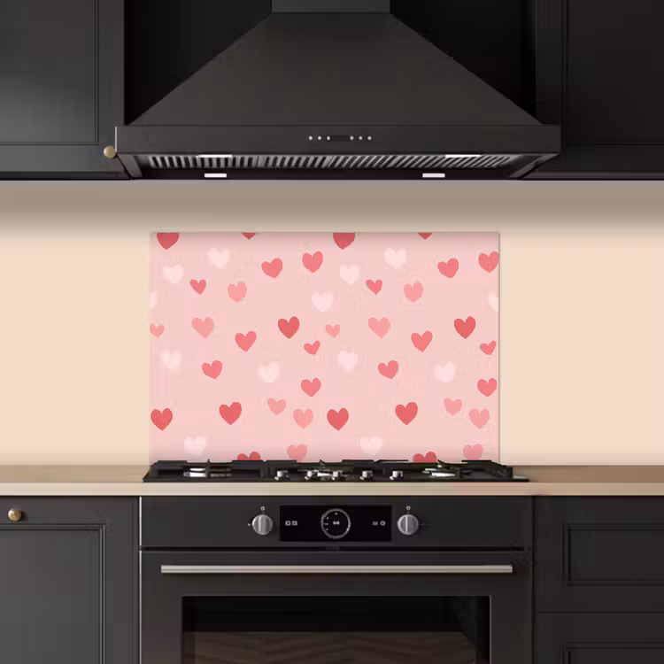 Spatscherm keuken - Hartjes - Patroon - Roze — 1