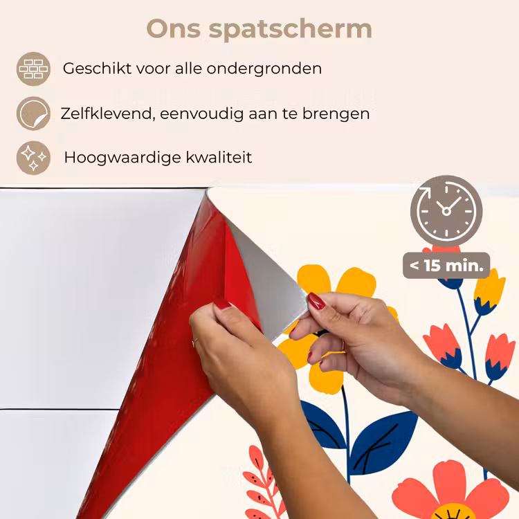 Spatscherm keuken - Illustratie - Bloemen - Bladeren - Roze — 4