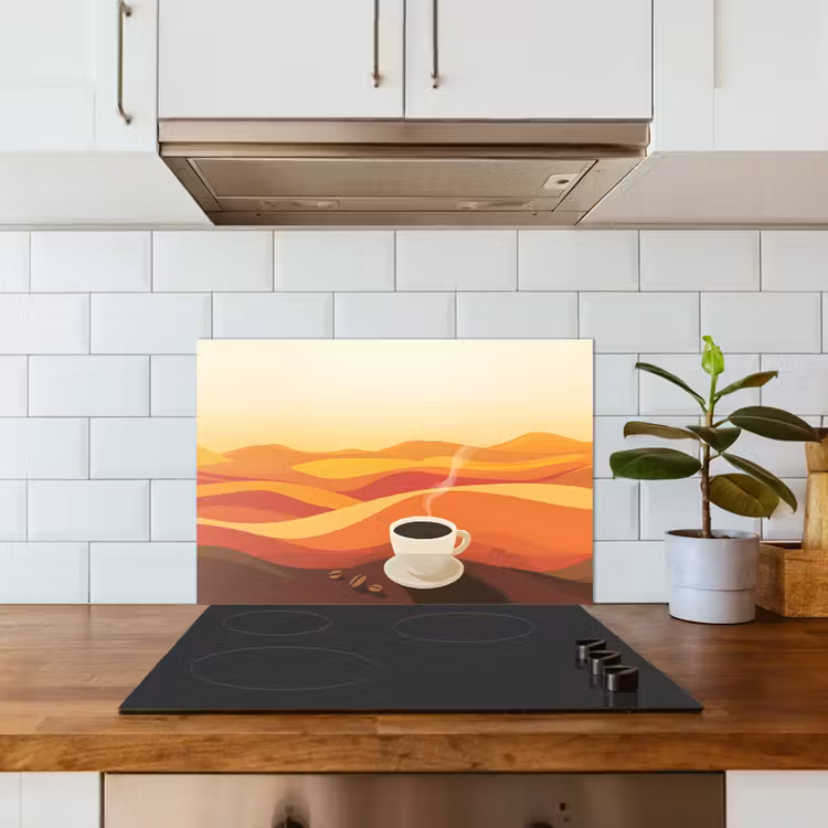 Spatscherm keuken - Koffie - Landschap - Oranje - Koffiebonen — 6