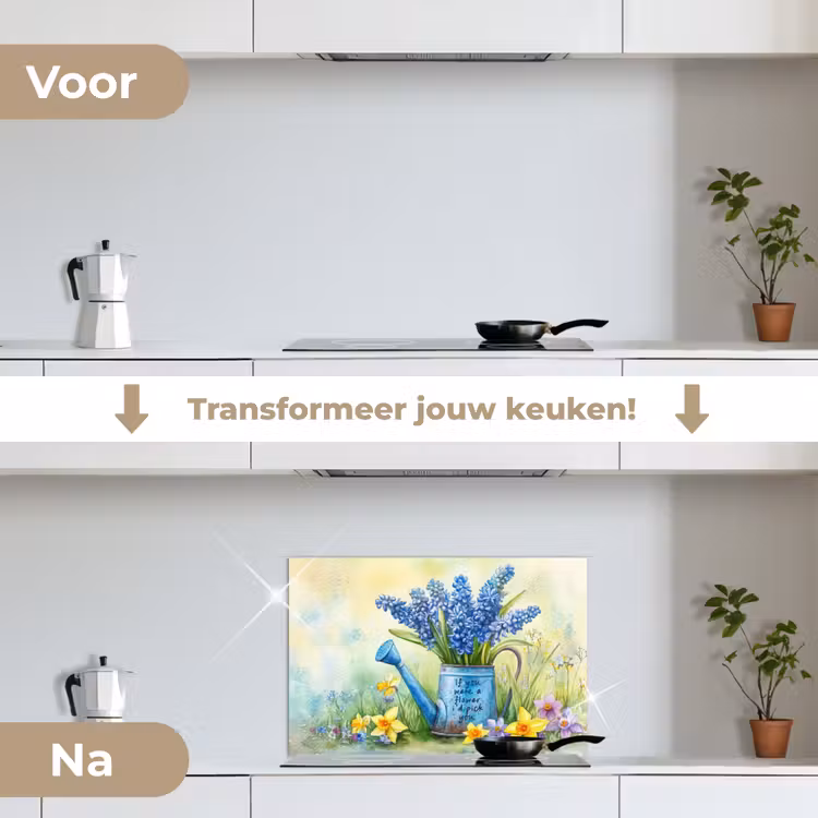 Spatscherm keuken - Lavendelbloemen - Quote - Gieter — 3
