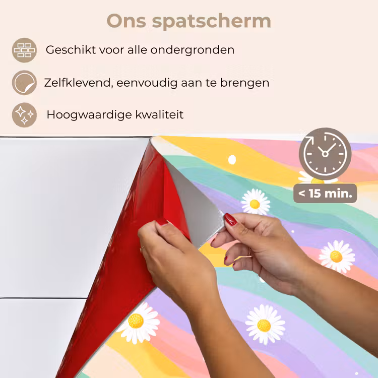 Spatscherm keuken - Madeliefjes - Kleurrijk - Pastel — 3