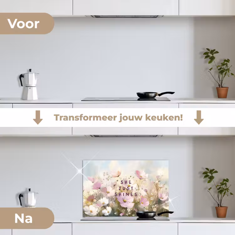 Spatscherm keuken - Quote - Bloemen - Schilderachtig — 3