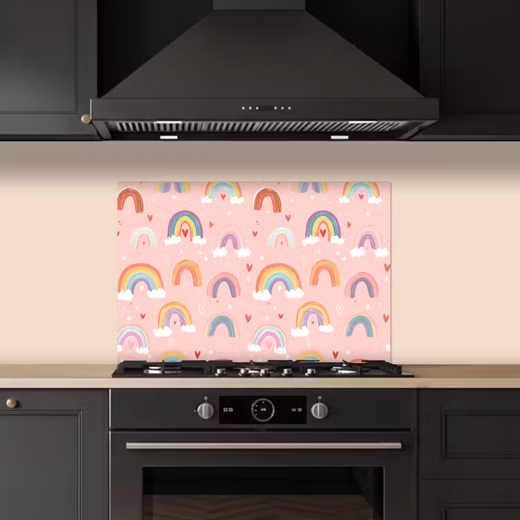 Spatscherm keuken - Regenboog - Patroon - Pastel — 1