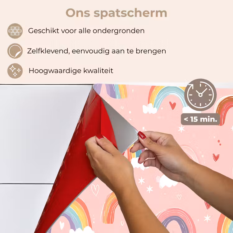 Spatscherm keuken - Regenboog - Patroon - Pastel — 3