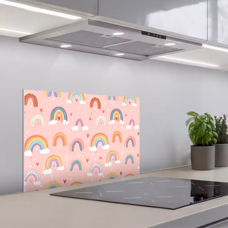 Spatscherm keuken - Regenboog - Patroon - Pastel — 4