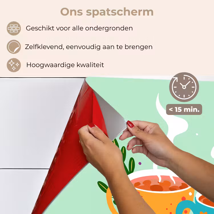 Spatscherm keuken - Thee - Illustratie - Kopjes - Bloemen — 4