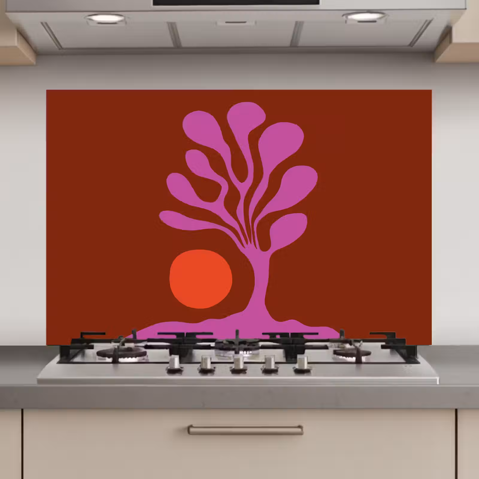 Spatscherm keuken - Boom - Paars - Cirkel - Vloeiend — 1