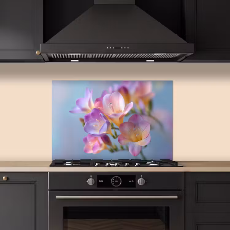 Spatscherm keuken - Bloemen - Paars - Overloop - Meeldraden — 2