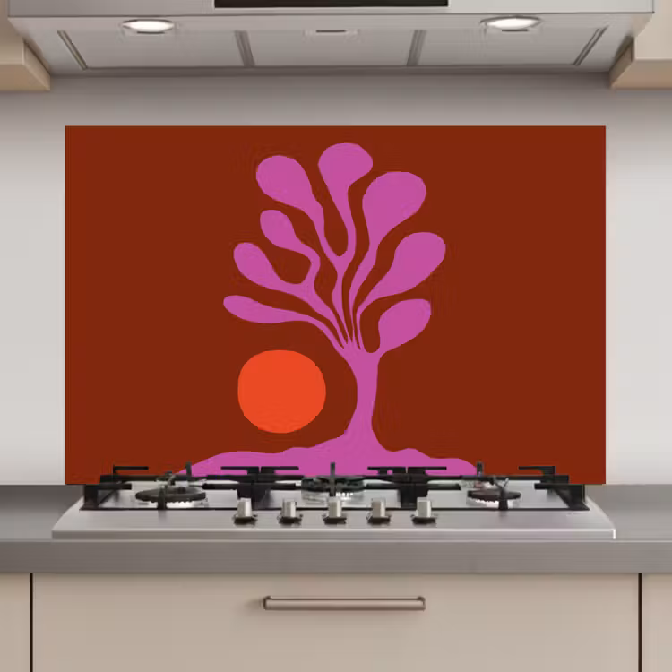 Spatscherm keuken - Boom - Paars - Cirkel - Vloeiend — 1