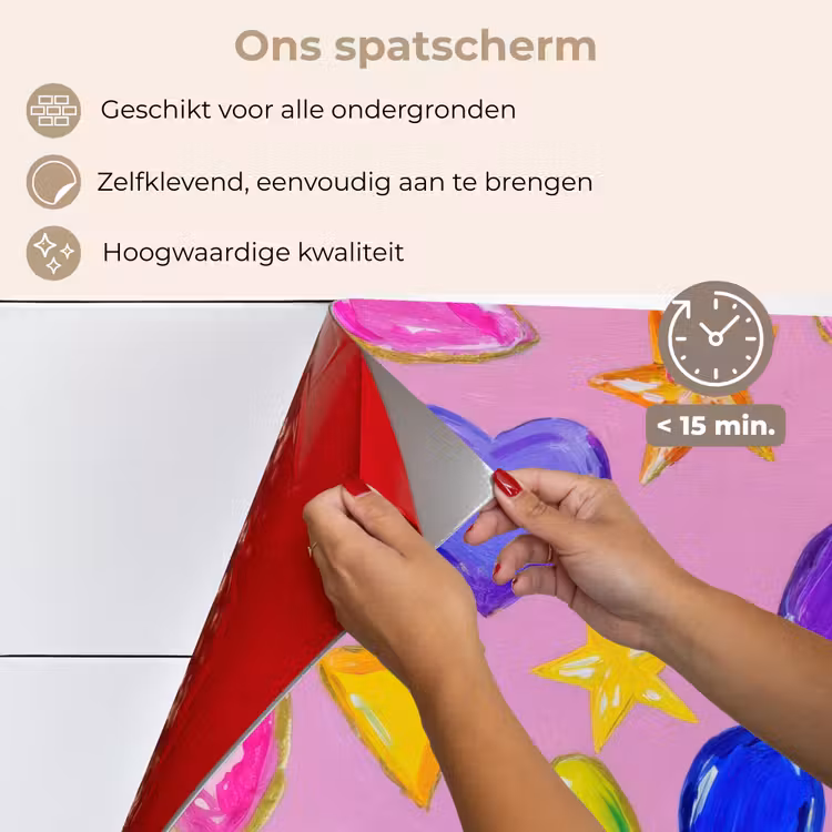 Spatscherm keuken - Edelstenen - Vormen - Hartje - Kleurrijk — 4
