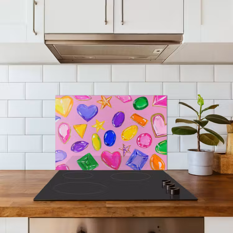 Spatscherm keuken - Edelstenen - Vormen - Hartje - Kleurrijk — 6
