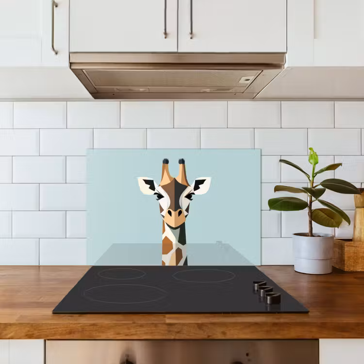 Spatscherm keuken - Giraffe - Illustratie - Bruin - Minimalistisch — 6