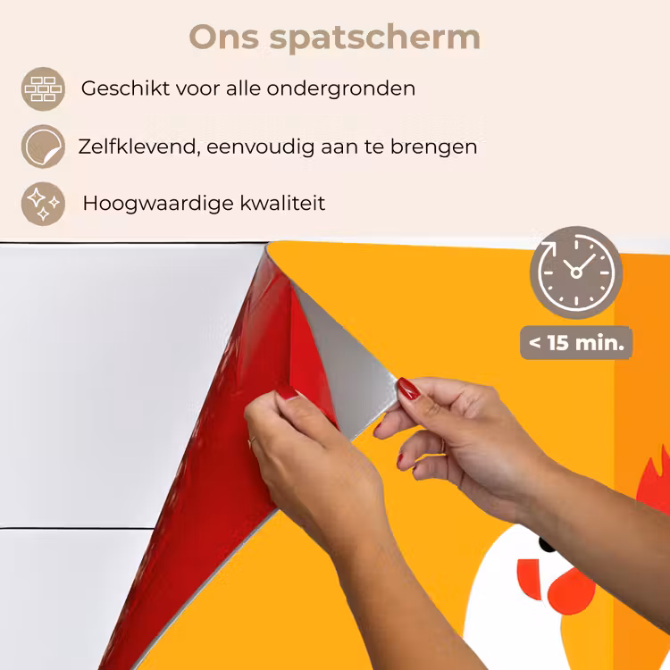 Spatscherm keuken - Kippen - Oranje - Vlakken — 4