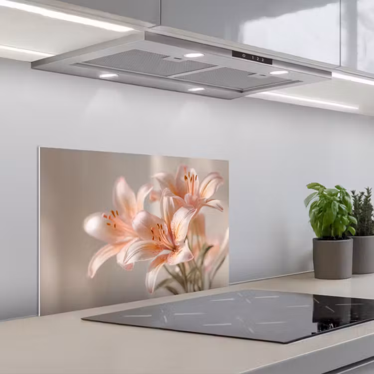 Spatscherm keuken - Lelies - Meeldraden - Roze - Wazig — 5