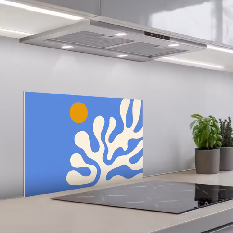 Spatscherm keuken - Minimalistisch - Organisch patroon - Blauw — 5