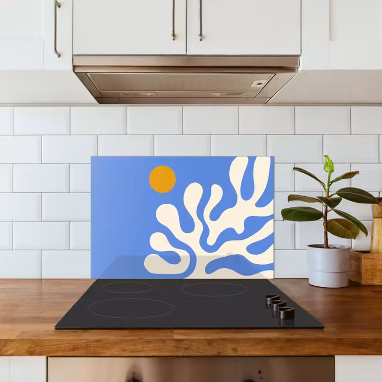 Spatscherm keuken - Minimalistisch - Organisch patroon - Blauw — 6