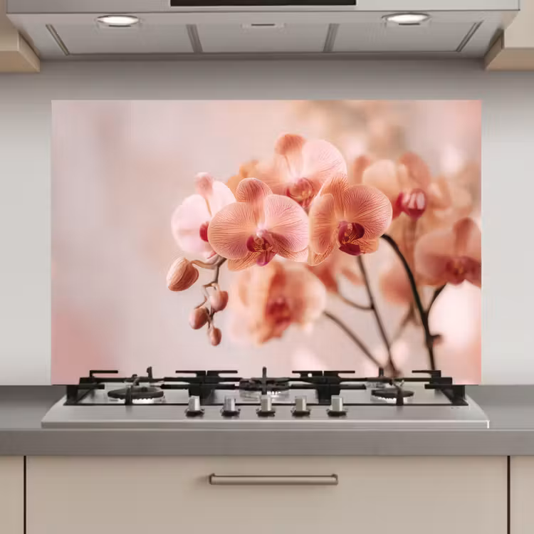 Spatscherm keuken - Orchidee - Bloemen - Roze - Bloemblaadjes — 1